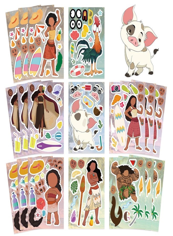 PWSTY 24 Sheets Make Your Own Moana Stickers for Kids, Make a Face Sticker, Classroom Rewards, Art Craft Party Supplies for Laptop Water Bottle Phone Cace (Moana) - Image 3